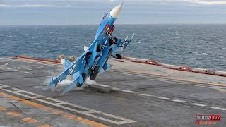 Awesome Su33 cobra landing action on Largest Aircraft Carrier [upl. by Sibella579]