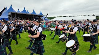 Forres Pipe Band playing Corriechollies Welcome on the march during 2024 Inverness Highland Games [upl. by Bertold]