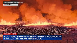 Iceland volcano erupts weeks after thousands were evacuated [upl. by Tonia]