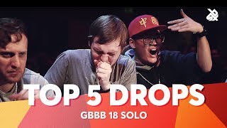 TOP 5 DROPS 😱 Grand Beatbox Battle Solo 2018 [upl. by Ylrebma793]