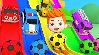 Wheels On The Bus  Surprise Egg Roll Down the Slide  Nursery Rhymes amp Kids Songs [upl. by Odericus521]