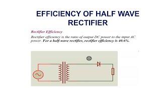 EFFICIENCY OF HALF WAVE RECTIFIER  derivation [upl. by Eelek]