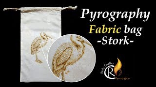 Pyrography  stork fabric [upl. by Sturrock]