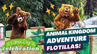 Animal Kingdoms Earth Day Flotillas Parades  Walt Disney World  Brother Bear Pocahontas Lion King [upl. by Alic]