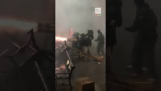 Georgian protesters attack police with 🎆 fireworks shorts [upl. by Earized]