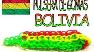 COMO HACER PULSERA DE GOMAS COLORES BANDERA BOLIVIAHOW TO MAKE RUBBER BRACELET BOLOVIA FLAG [upl. by Necaj]