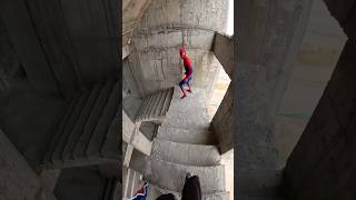 Spiderman rooftop freerun pov😂spiderman parkourfreerun longjump shortslife parkourfreerunning [upl. by Euqinim]