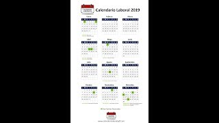 Calendario Laboral 2019  Festivos nacionales 2019 [upl. by Llerrehs]