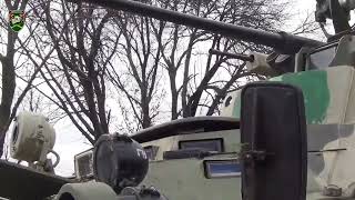 Ukraines 71st Air Assault uses a captured Russian BTR82A  2A72 30mm autocannon amp PKT machine gun [upl. by Irrehs417]