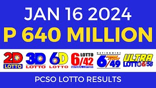 Lotto Result January 16 2024 9pm PCSO [upl. by Boggs]