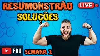 LIVE  RESUMONSTRÃO SOLUÇÕES COEFICIENTE DE SOLUBILIDADE DENSIDADE E CONCENTRAÇÃO COMUM  SEMANA 1 [upl. by Samled]