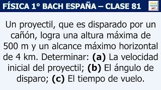 81 MOVIMIENTO DE PROYECTILES Ejercicio 2 [upl. by Wenger]