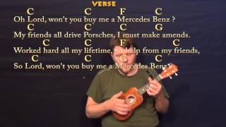 Mercedes Benz Janis Joplin Ukulele Cover Lesson with Lyrics  Chords  Capo 3rd [upl. by Anelas]