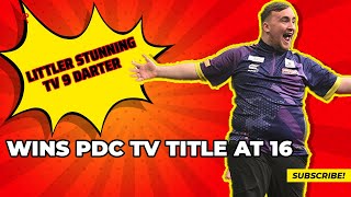 LUKE LITTLER HITS TV 9 DARTER AND BLOWS PREMIER LEAGUE FIELD AWAY TO WIN 1ST PDC TV TITLE [upl. by Nairbo]