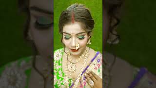 Maharashtrian Bridal Makeup  colourful eye makeup [upl. by Nawyt407]