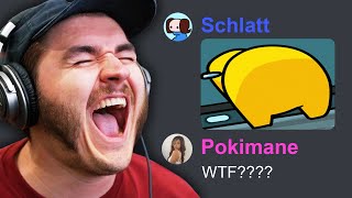 Schlatt Harrassing Pokimane with Among Us Gifs [upl. by Adnwahs]