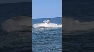 Boat  4 Outboards  Awesome Ride Through The Rough Manasquan Inlet [upl. by Mcdonald]