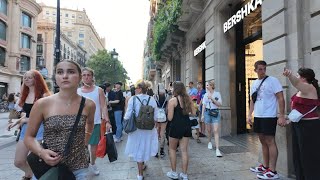 4K Barcelona Tour Rambla to Passeig de Gracia August 2024 4KUHD [upl. by Eanrahs677]