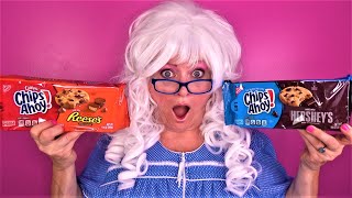 Chips Ahoy Cookies Reeses Hersheys Chocolate Brownie Smores Taste Test Granny McDonalds [upl. by Ed467]