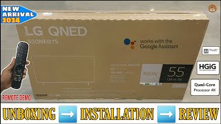 LG 55QNED75SRA 2024  55 Inch 4k AI QNED WebOs Smart Tv Unboxing And Review  With Remote Demo [upl. by Tobit]