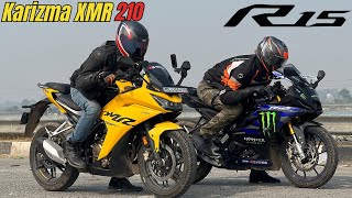 Karizma XMR 210 vs Yamaha R15 Drag Race [upl. by Atirac]