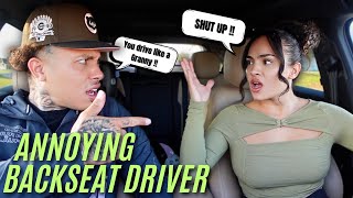 ANNOYING BACKSEAT DRIVER PRANK ON WIFE she went off [upl. by Amo]