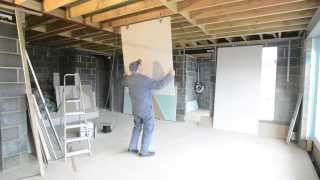 Plasterboarding a Ceiling BY YOURSELF  How To EASILY Dryline Ceilings  ONE MAN INSTALL [upl. by Droflim]