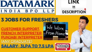 WORK FROM HOME  FRESH JOBS 2023  FRESHERS HIRING  DATAMARK [upl. by Nylirac]