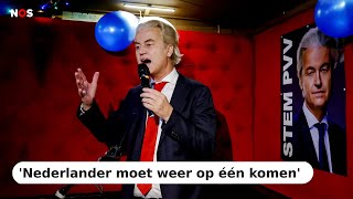 Eerste reactie Geert Wilders PVV Met 35 zetels willen we en gaan we ook besturen [upl. by Itraa]