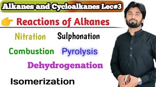 Reactions of Alkanes  NitrationSulphonation  CombustionPyrolysis  DehydrogenationIsomerization [upl. by Nivlek247]