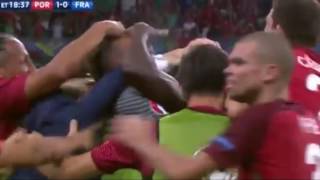 Cristiano Ronaldo Injury And Eder Goal With TITANC  Portugal V France 10072016 [upl. by Nesnaj]