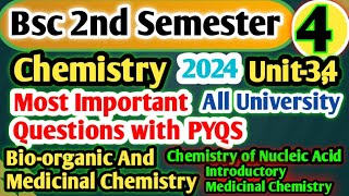 Bsc 2nd Semester Chemistry Important 2024 Bioorganic and Medicinal Chemistry bsc [upl. by Eatnod]