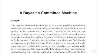 A Bayesian Committee Machine [upl. by Garling]