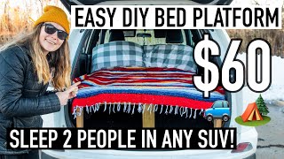 How to build a bed in a SUV EASY DIY SUV Bed Platform that sleeps 2 for 60  RAV 4 CAR CAMPER [upl. by Merle]