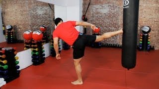 How to Do a Sidekick  Kickboxing Lessons [upl. by Aicirtak]