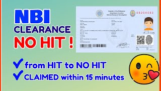 NBI Clearance NO HIT  Can I Claim NBI Clearance changed to NO HIT  NBI Online Application [upl. by Spevek328]