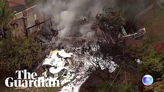 Aerial footage shows plane crash site in Brazil [upl. by Annalise]