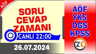 AÖF 26 07 2024 Canlı  Soru Cevap Zamanı  Açıköğretim DGS KPSS YKS Tercih [upl. by Yllrebmik]