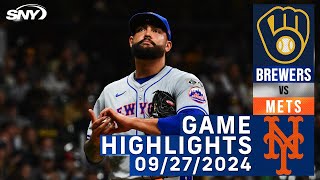 Mets vs Brewers 9272024  NY Mets Highlights  SNY [upl. by Suchta257]