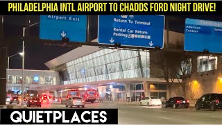 Philadelphia International Airport Night Drive to Chadds Ford Pennsylvania [upl. by Locin]