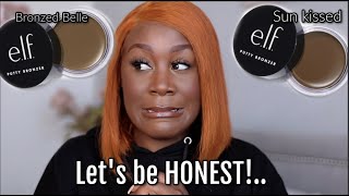 TESTING NEW ELF PUTTY BRONZERS  swatches amp comparison on dark skin [upl. by Nivrac402]