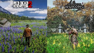 Red Dead Redemption 2 vs Black Myth Wukong  Beautiful Scenery and Details About Both of The games [upl. by Henn]