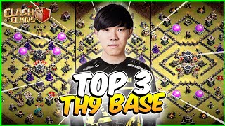 Th9 war base  Top 3 best bases Clash of clans [upl. by Htebazileharas]