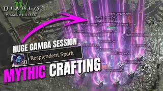 MYTHIC UNIQUE CRAFTING WITH 40 SPARKS Diablo 4 Vessel of Hatred [upl. by Letty199]