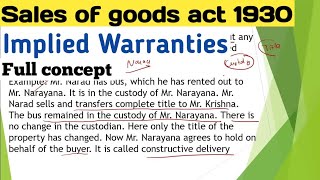 Implied condition and warranties under contract of sale  Implied warranties in sales of goods act [upl. by Enywad]