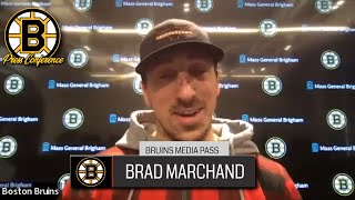 Brad Marchand on BROKEN Nose  Bruins vs Canadiens Pregame Interview [upl. by Wendin]