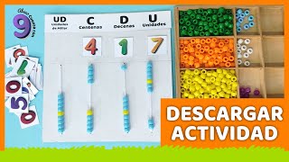 Unidades Decenas y Centenas para niños con el Abaco posición de los números📎 descarga actividad [upl. by Aitital]