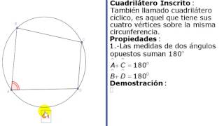 Cuadrilátero inscrito en la circunferencia propiedad 1 teoría [upl. by Namor]