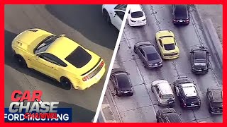 WILD POLICE CHASE Mustang drives recklessly on LA freeways  Car Chase Channel [upl. by Adan]