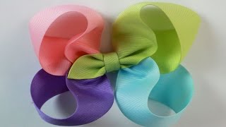 How to Easy bow tutorial 4 color Twisted Boutique hairbow [upl. by Alhsa]